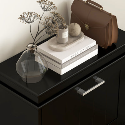 HOMCOM Three-Drawer Minimalistic Shoe Cabinet - Black 