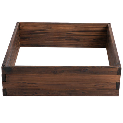 Outsunny 128L Wooden Raised Beds for Garden Planter Grow Containers For Outdoor Patio Plant Flower Vegetable 80L x 80W x 22.5H cm 