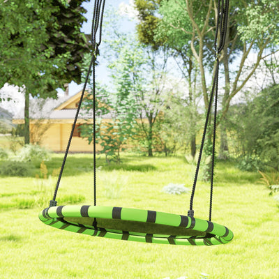 AIYAPLAY 100 cm Diameter Kid Nest Swing Seat with Height Adjustable Ropes for Outdoor Indoor, Black 