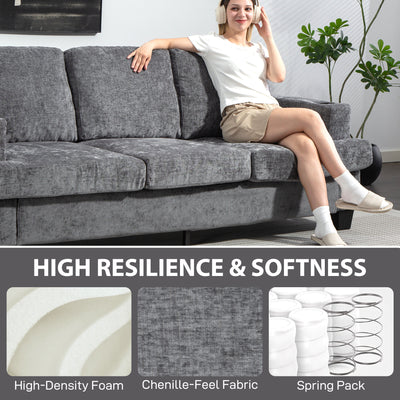 HOMCOM 3 Seater Sofa with USB Ports & Cup Holders - Grey 