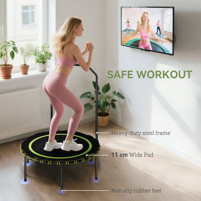 SPORTNOW 40" Foldable Fitness Trampoline Rebounder with Handle, Green 
