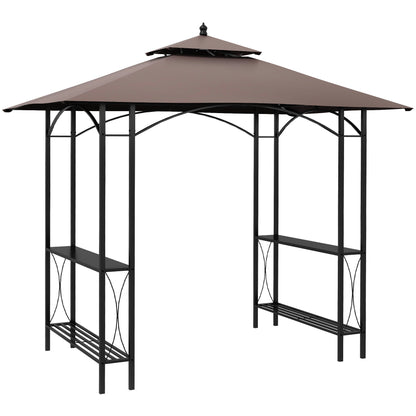 Outsunny 2.5 x 1.5m BBQ Tent Canopy Patio Outdoor Awning Gazebo Party Sun Shelter - Coffee 
