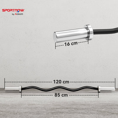 SPORTNOW 4ft Olympic EZ Curl Bar, Barbell Bar for 2" Weight Plates with Non-Slip Hand Grip 120cm 