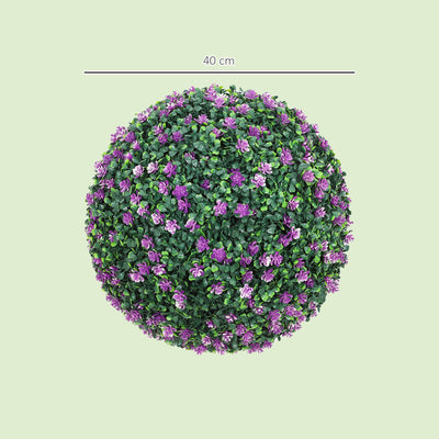 HOMCOM Set of Two Artificial Boxwood Balls Plants - Purple 
