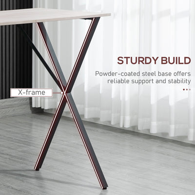HOMCOM 120 cm Rectangular Bar Table for 4 People, Modern Kitchen Table with Wood Effect Tabletop, Steel Legs, for Living Room, Home Bar, White 