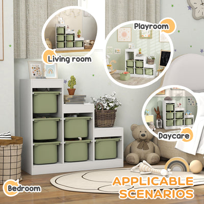 AIYAPLAY Toy Storage Organiser, Three-Layer Kids Toy Storage Units, with Removable Bins, for Ages 3-8 Years, Green