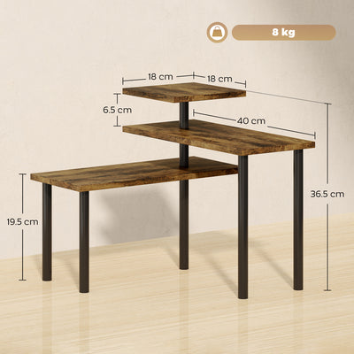 HOMCOM 3-Tier Kitchen Countertop Organiser, Adjustable Spice Rack, Corner Shelf for Kitchen, Coffee Bar, Bathroom, Rustic Brown 
