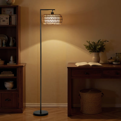 HOMCOM Boho Dimmable Floor Lamp - Black 