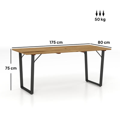 Outsunny Garden Table for 6, 175 x 80 cm Large Rectangle Outdoor Dining Table with 5cm Parasol Hole and Slatted Top, Weather Resistant Fir Wood Patio Table for Balcony, Terrace, Brown 