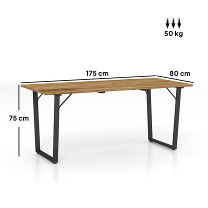 Outsunny Garden Table for 6, 175 x 80 cm Large Rectangle Outdoor Dining Table with 5cm Parasol Hole and Slatted Top, Weather Resistant Fir Wood Patio Table for Balcony, Terrace, Brown