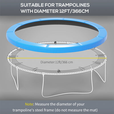 HOMCOM 12ft Trampoline Accessories Safety Pad Φ366cm Replacement Surround Padding Thick Foam Pads Light Blue 