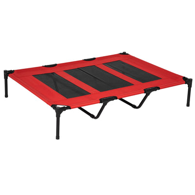 PawHut Raised Dog Bed Cooling Elevated Pet Cot with Breathable Mesh for Indoor Outdoor Use Red, XX Large, 122 x 92 x 23cm 