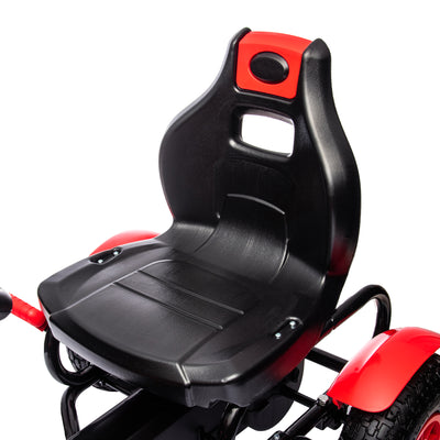 HOMCOM Children Pedal Go Kart, Kids Ride On Racer with Adjustable Seat, Inflatable Rubber Tyres, Handbrake, for Ages 5-12 Years - Red 