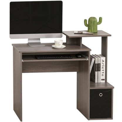 HOMCOM Computer Desk with Sliding Keyboard Tray Storage Drawer Shelf Home Office Workstation Grey 