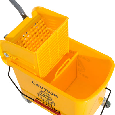 HOMCOM 20L Mop Bucket on Wheels, with Water Separation Panel - Yellow 