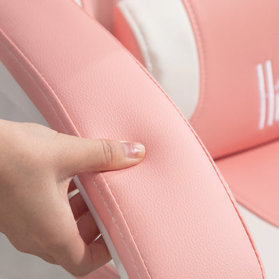 HOMCOM Cat Ear and Paw Reclining Office Chair, with Footrest - Pink/White 
