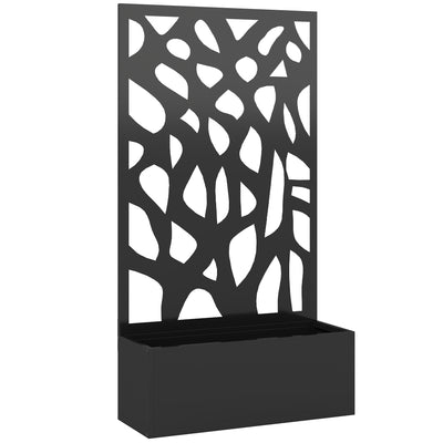 Outsunny Metal Raised Garden Bed with Trellis, Outdoor Planter Box with Privacy Screen, Elevated Garden Box for Climbing Plants 