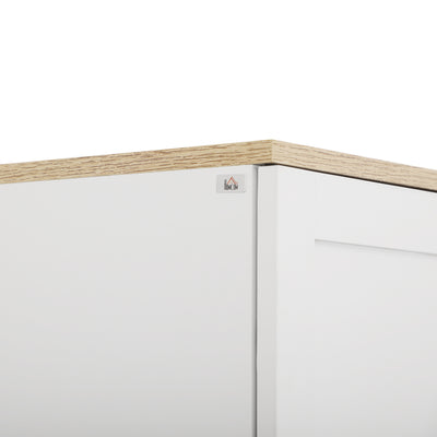 HOMCOM Freestanding Kitchen Cupboard, 4-Door Storage Cabinet Organizer with Adjustable Shelves White 