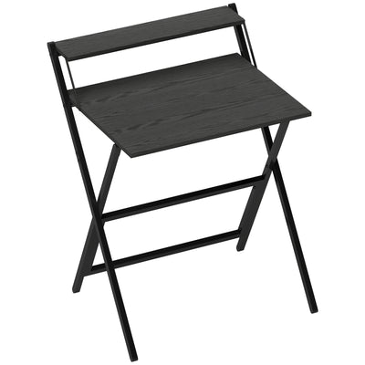 HOMCOM 70 cm Folding Computer Desk with Monitor Shelf - Black