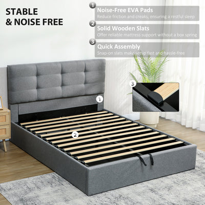 HOMCOM 5ft King Ottoman Bed with Gas Lift Storage - Grey 