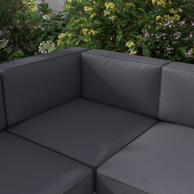 Outsunny Five-Piece Aluminium Garden Sofa Set, with Glass-Top Table - Grey 