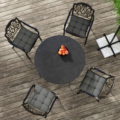 Outsunny 4-Piece Seat Cushion Pillows Replacement, Patio Chair Cushions Set with Ties for Indoor Outdoor, Charcoal Grey 