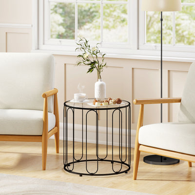HOMCOM Elliptical Cut-Out Nesting Tables - Black 