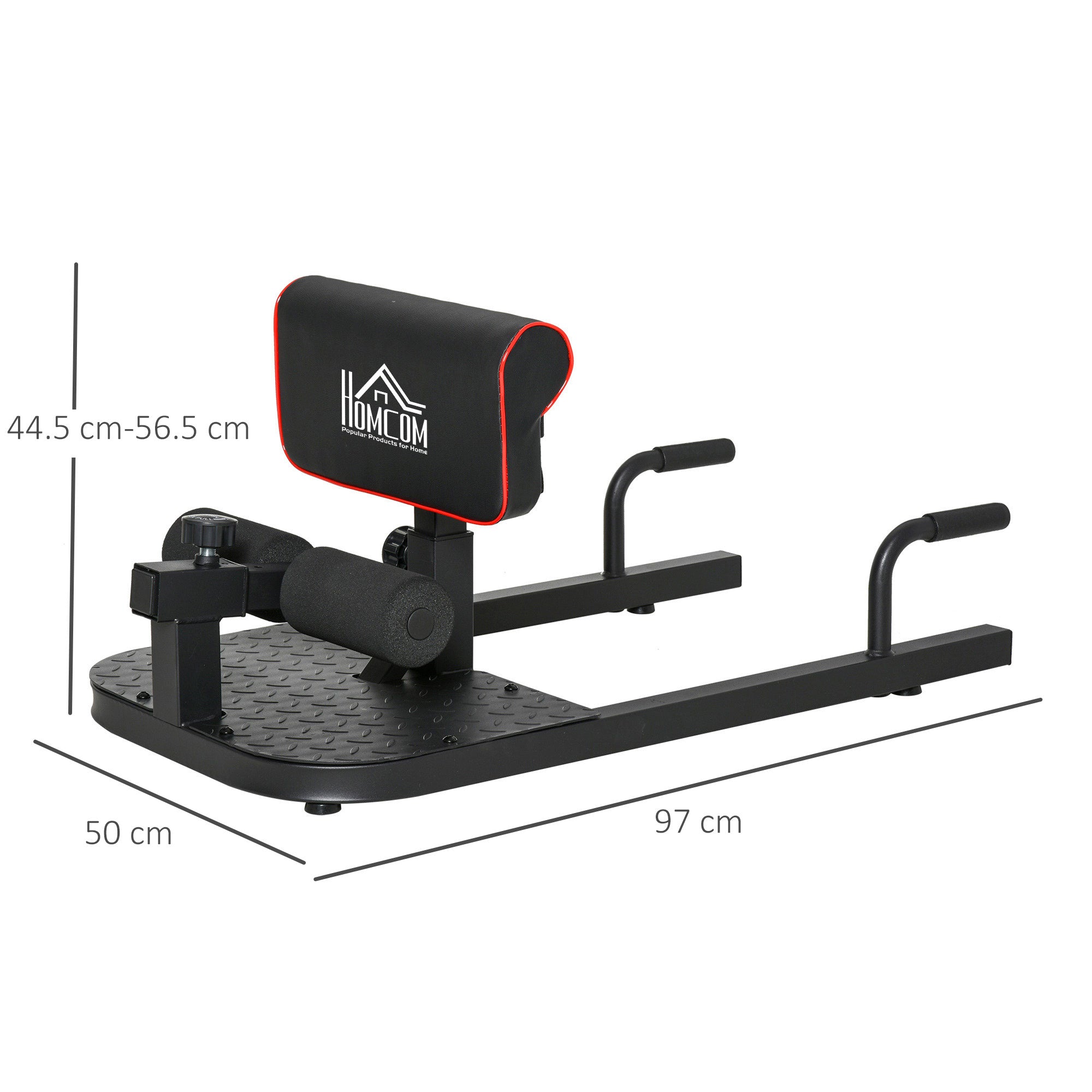HOMCOM Squat Machine with Push Up Stand, Padded Hip Thrust Bench with Adjustable Cushion for Home Gym Work Out, Black 