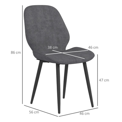 HOMCOM Velvet Dining Chairs, Set of 2 Dining Room Chairs with Metal Legs for Living Room, Dining Room, Grey 