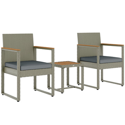 Outsunny Three-Piece Rattan Chair Set - Grey 