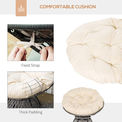 Outsunny 360° Swivel Rattan Moon Bowl Chair Round Lounge Garden Wicker Basket Seat with Padded Cushion Oversized for Outdoor Indoor, Beige 