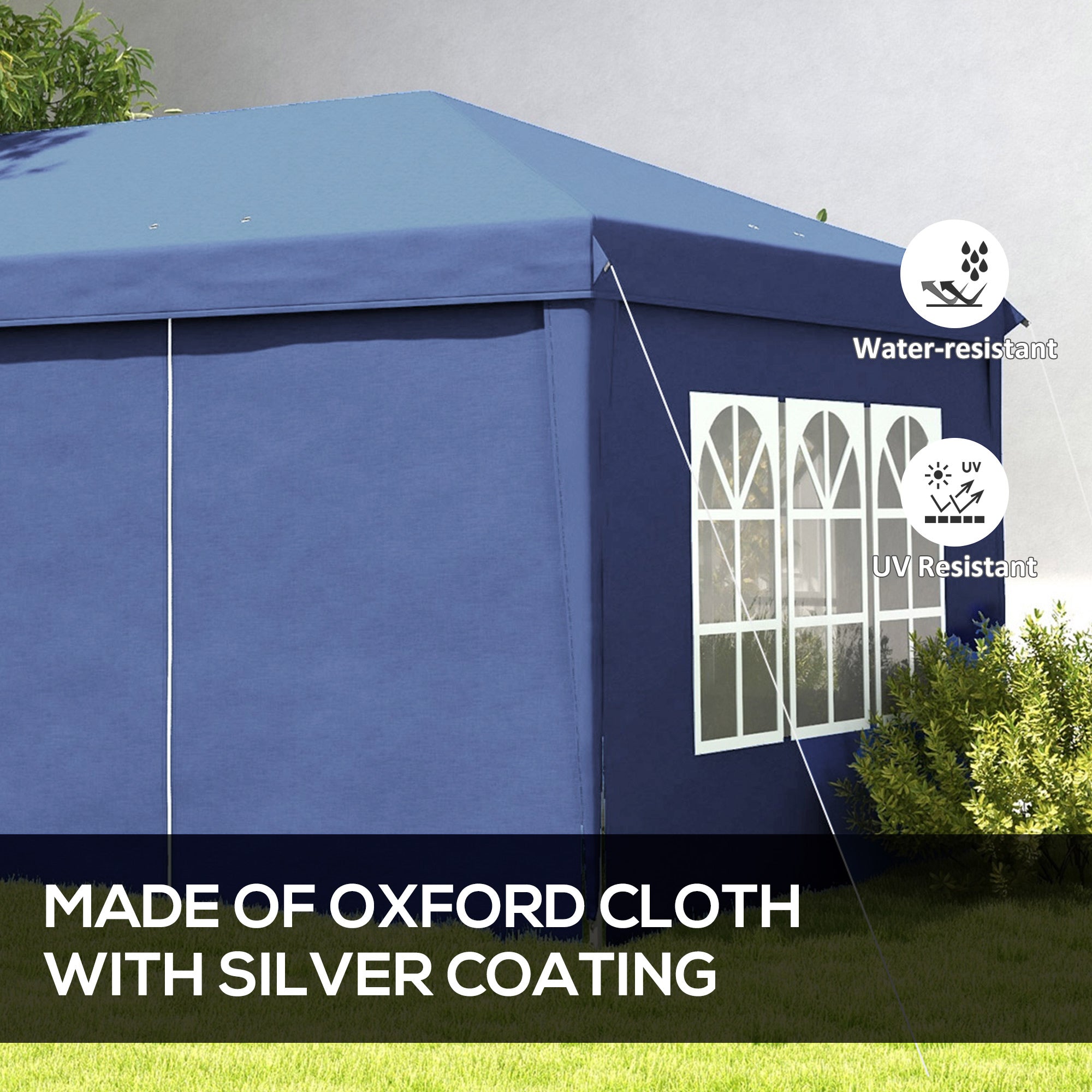 Outsunny 3 x 6m Pop-Up Gazebo, with Curtain Walls and Windows - Blue 