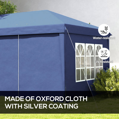 Outsunny 3 x 6m Pop-Up Gazebo, with Curtain Walls and Windows - Blue 