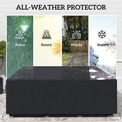 Outsunny 600D Oxford Outdoor Garden Furniture Sofa Set Cover, Waterproof Anti-UV Rattan Sun Lounger Protection Protector Cover, 225L x 210W x 70Hcm, Black 