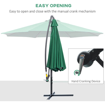 Outsunny 3m Banana Hanging Parasol Umbrella Green 