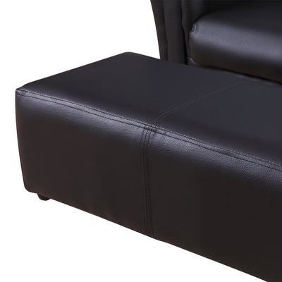 HOMCOM Kids Sofa Bed Kids Twin Sofa Toddler Chair 2 Seater Kids Twin Sofa Chair Boys Girls Couch w/ Footstool (Black) 