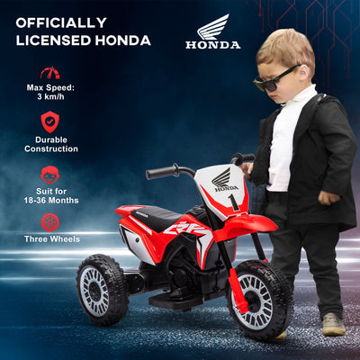 HOMCOM 6V Kids Motorbike, Three-Wheel Kids Electric Bike with Horn, Startup Sound for Ages 18-36 Months - Red 