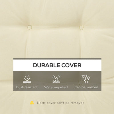 Outsunny Set of 4 Garden Seat Cushion with Ties, 42 x 42cm Replacement Dining Chair Seat Pad, Cream White 