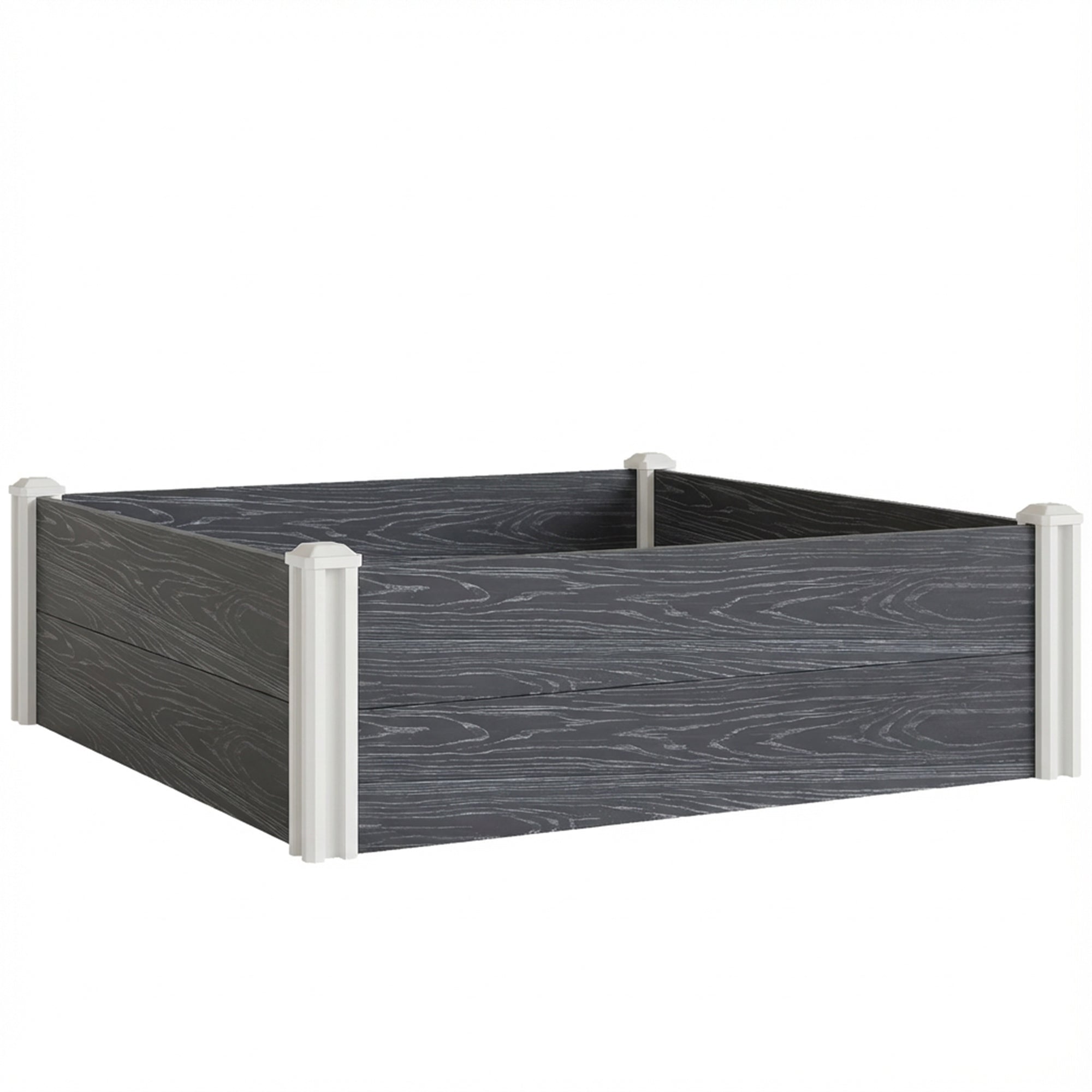 Outsunny Vinyl Raised Garden Bed Kit, 3 x 3 x 1ft Modular Elevated Garden Box with Slotting Legs and Open Bottom, Dark Grey 