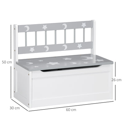 ZONEKIZ 2 In 1 Kids Storage Bench, Toy Box w/ Safety Rod - Grey 