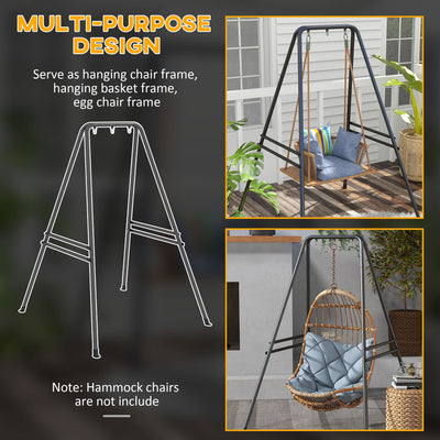 Outsunny Hammock Chair Stand, Hanging Heavy Duty Metal Frame Hammock Stand for Hanging Hammock Air Porch Swing Chair, Egg Chair, Black 