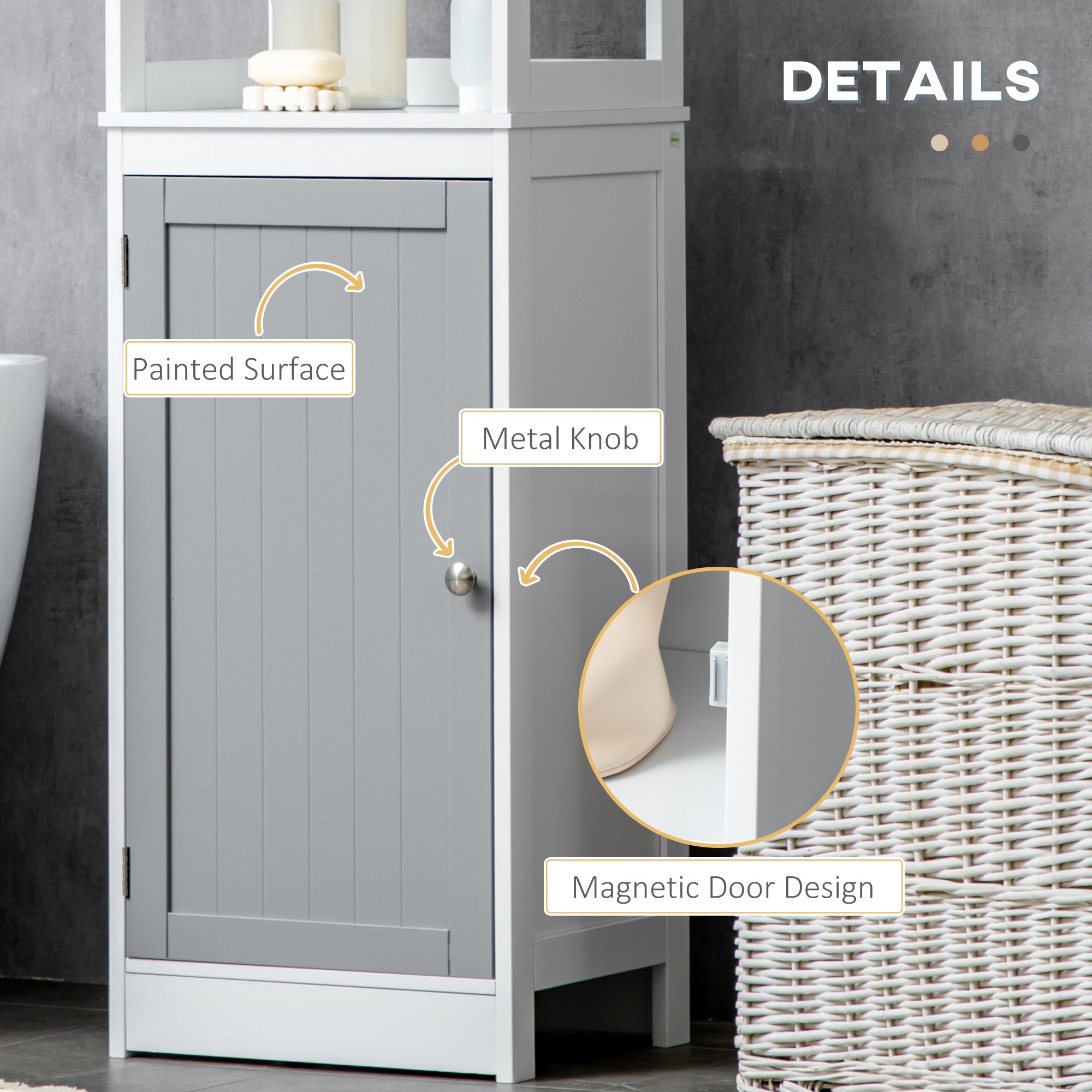 kleankin Tall Bathroom Cabinet Free Standing Slimline Cupboard Tallboy Unit Storage Organiser for Bathroom, Living Room, Kitchen 