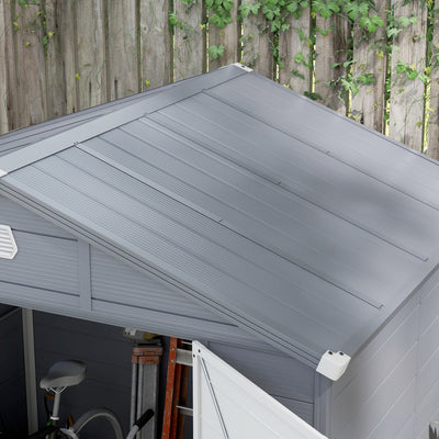 Outsunny 7.9ft x 6.2ft Aluminium Frame and Plastic Wall Shed, with Foundation - Grey 