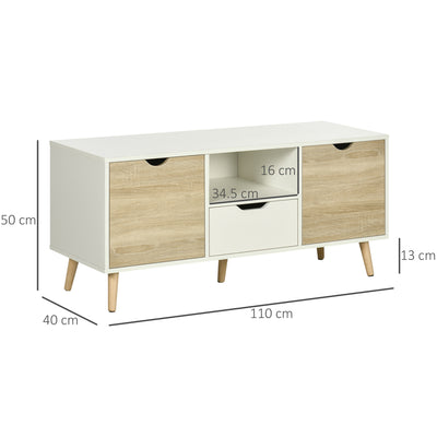 HOMCOM TV Unit Cabinet for TVs up to 50 Inches, TV Stand with Storage Cabinets and Drawer for Living Room and Bedroom, Natural 