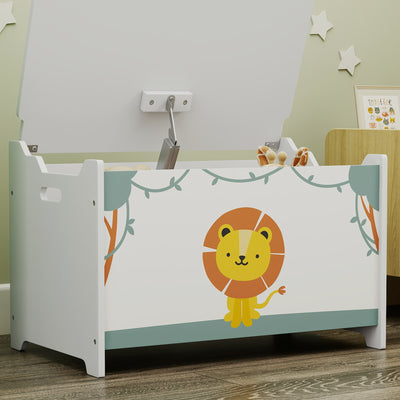 AIYAPLAY Toy Box with Lid, Safety Hinges and Groove Handles, Toy Storage organiser for Kids, Living Room, Playroom, Green 