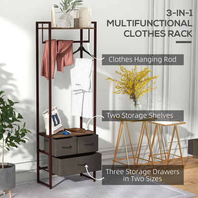 HOMCOM Compact Clothes Rail, with Drawers and Shelf 