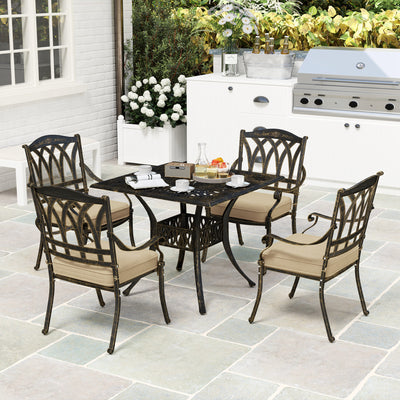Outsunny Five-Piece Cast Aluminium Garden Dining Set - Bronze Tone 