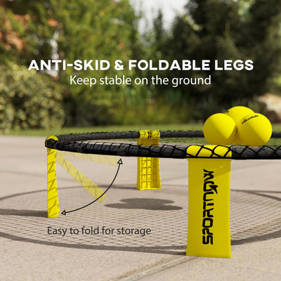 SPORTNOW Spike Ball Set, Mini Beach Games Set with Net, 3 Balls and Ball Pump, Portable with Carrying Bag for Outdoor Team Sports, Yellow 