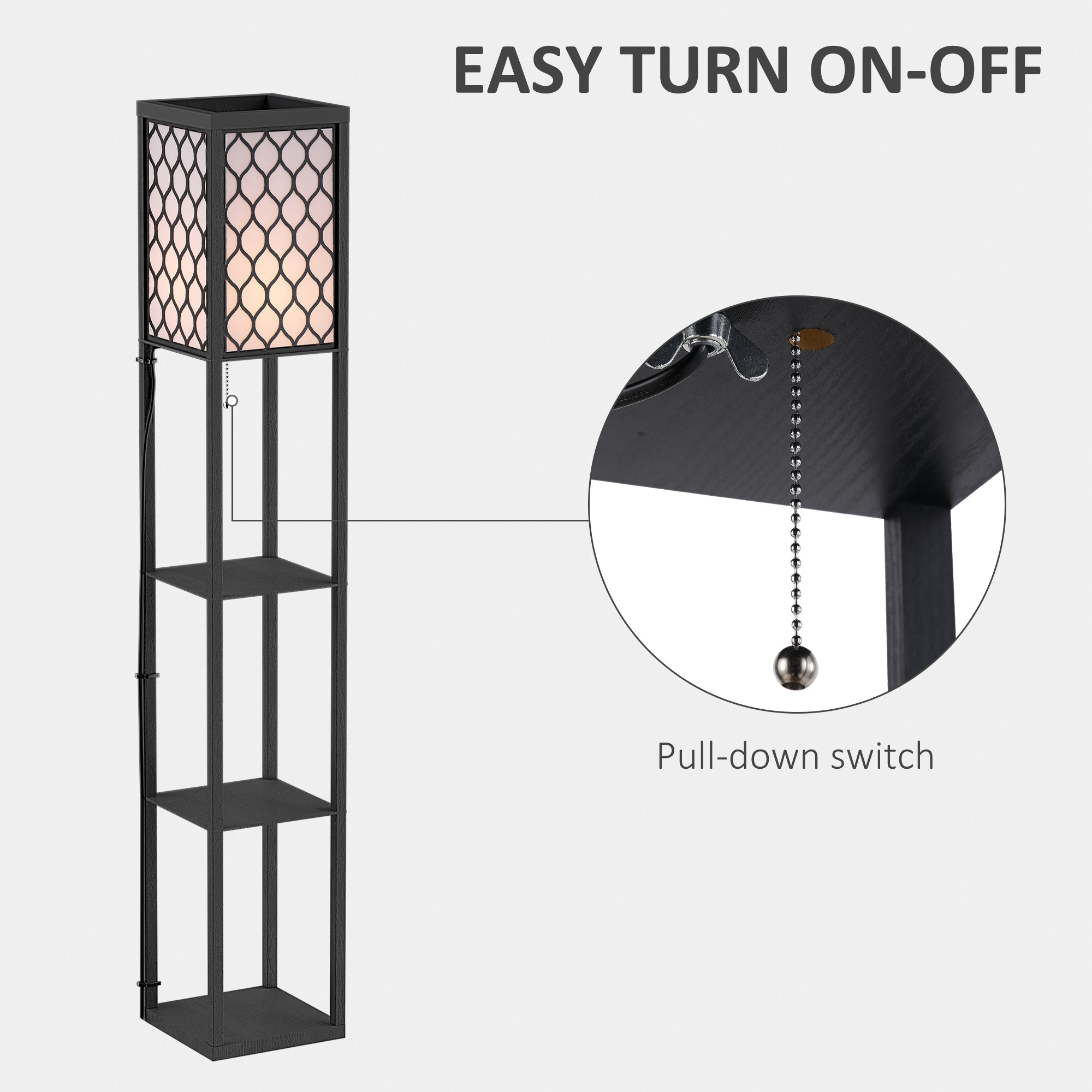 HOMCOM Three-Shelf Standing Lamps Set of 2 - Black 