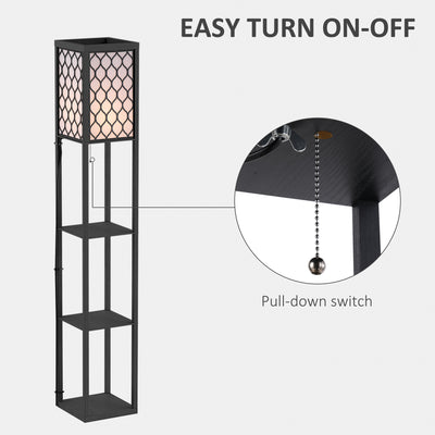 HOMCOM Three-Shelf Standing Lamps Set of 2 - Black 